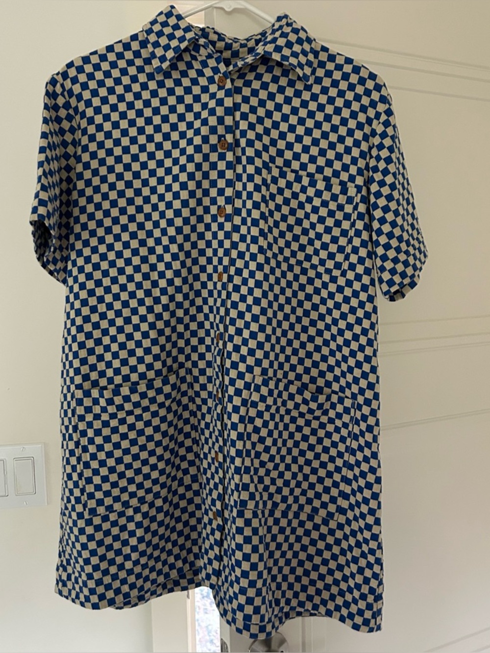 Ilana Kohn Checkered Short Sleeve Mini Dresss